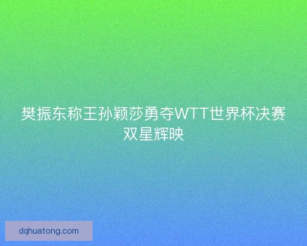 樊振东称王孙颖莎勇夺WTT世界杯决赛双星辉映